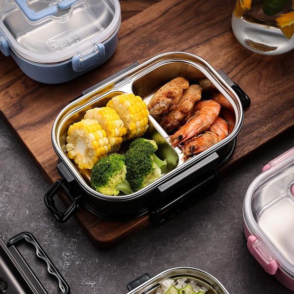 

dinnerware sets black portable 304 stainless steel lunch box japanese style compartment bento kitchen leakproof container