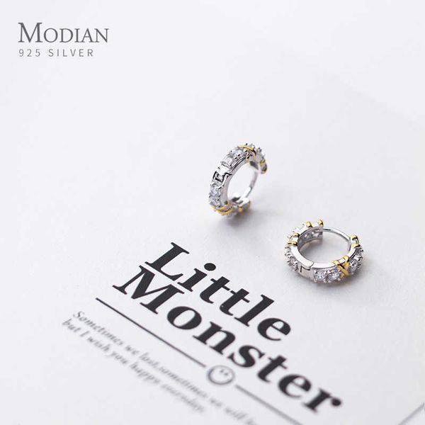 

classic 100% 925 sterling silver cubic zirconia hoop earrings for women tiny ear hoops fashion wedding statement jewelry 210707, Golden;silver