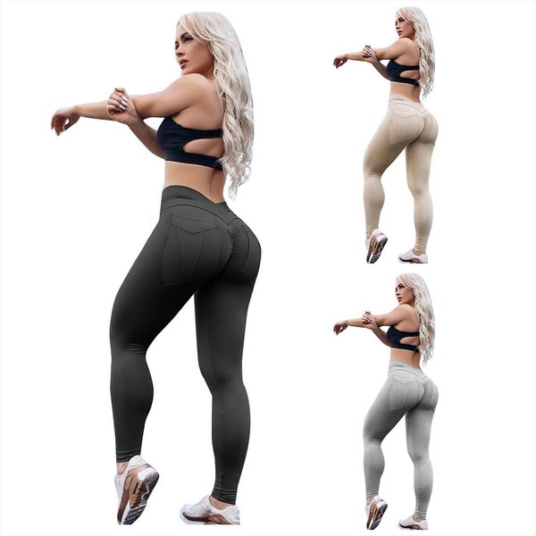 

30 fitness sports stretch womens leggings mid waist leggins skinny long pants with pockets pantalones de mujer, Black