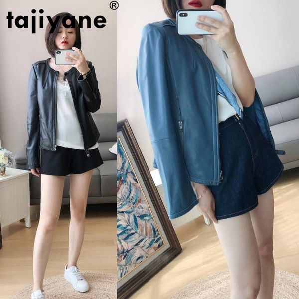 

women's leather & faux coats jackets and women real jacket spring sheepskin coat female clothes short motos 2021 wpy498, Black
