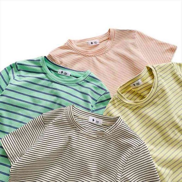 

childrens clothing summer girls striped short sleeved t shirt children boys 4006 51, Blue