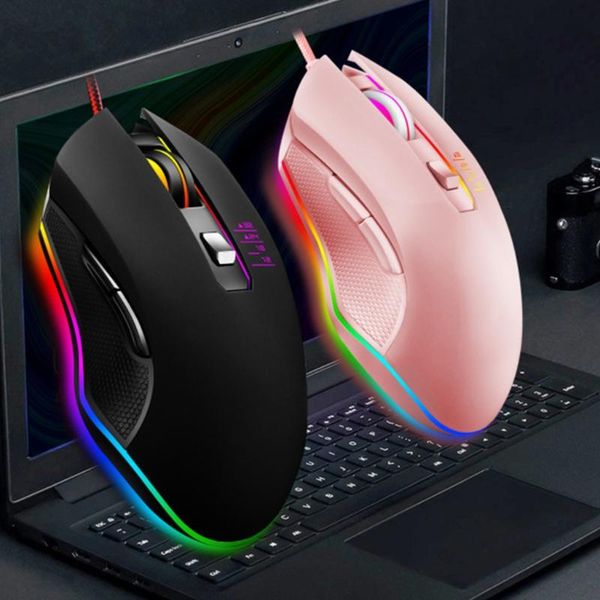 

mice wired gaming mouse, 7 programmable buttons, ergonomic rgb mouse with 16.8 million chroma backlit for pc