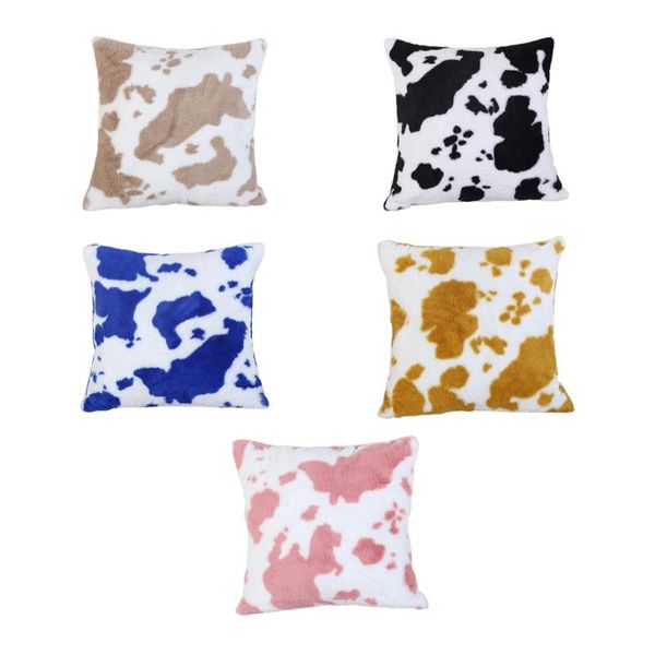 

pillow case cow print faux fur throw farmhouse luxury fuzzy plush winter warm decorative square cushion cover for sofa