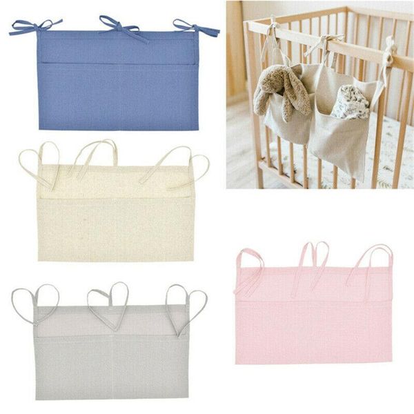 

storage bags linen baby bag crib organizer bed hanging for nursery diaper pocket