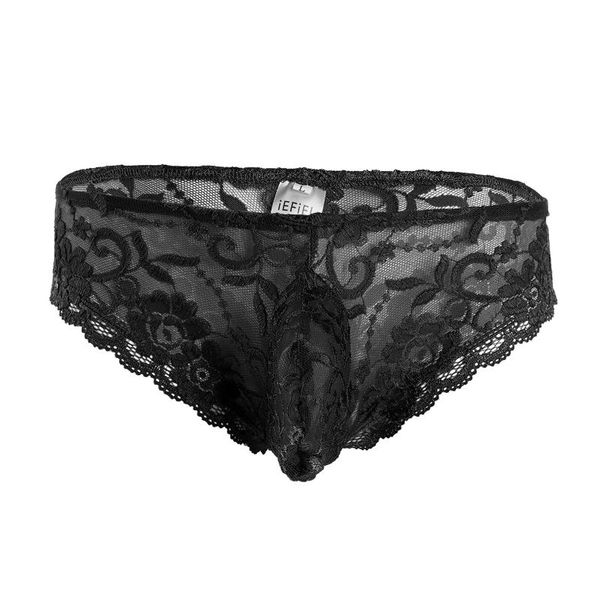 

men crossdresser sissy panties lingerie gay erotic underwear low waist lace floral transparent bulge pouch thong underpants men's g-str, Black;brown