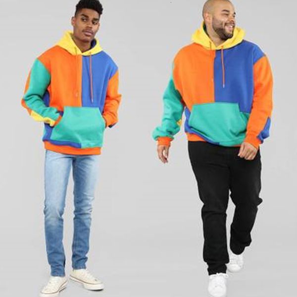 

men's hoodies & sweatshirts hip hop hooded sweatshirt men casual pullover color matching male solid streetwear plus size m-2xl ue8a, Black