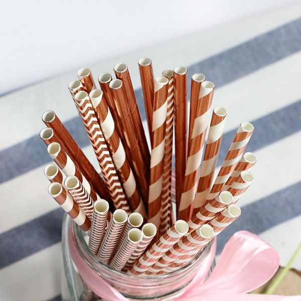 

packaging dinner service 25pcs disposable foil gold paper straws cocktail wave ripple wedding kids birthday party supplies c1105