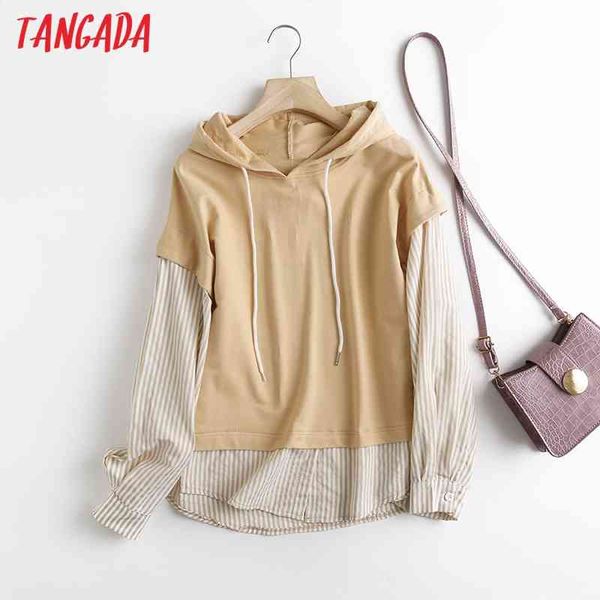 

women striped print patchwork hoodie sweatshirts ladies pullovers pocket hooded 5m04 210416, White
