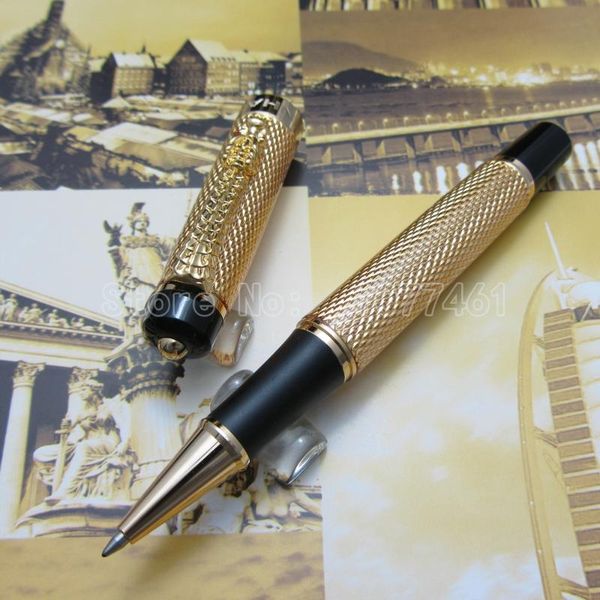 

gold surface dragon clip roller ball pen silver black white bronze brass optional jh1288 ballpoint pens, Blue;orange