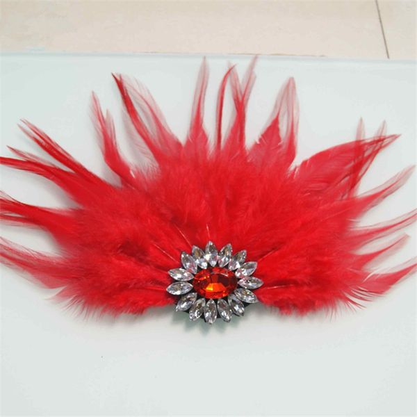 

luxury fashion feather crystal brooch pin men women wedding party jewelry accessories corsage handmade gift idea for her, Gray