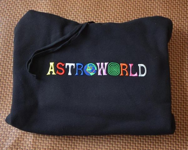 

men's hoodies & sweatshirts 2021 travis scoastroworld you were here embroidered rainbow male letter pullover hip hop fashion sweatshirt, Black
