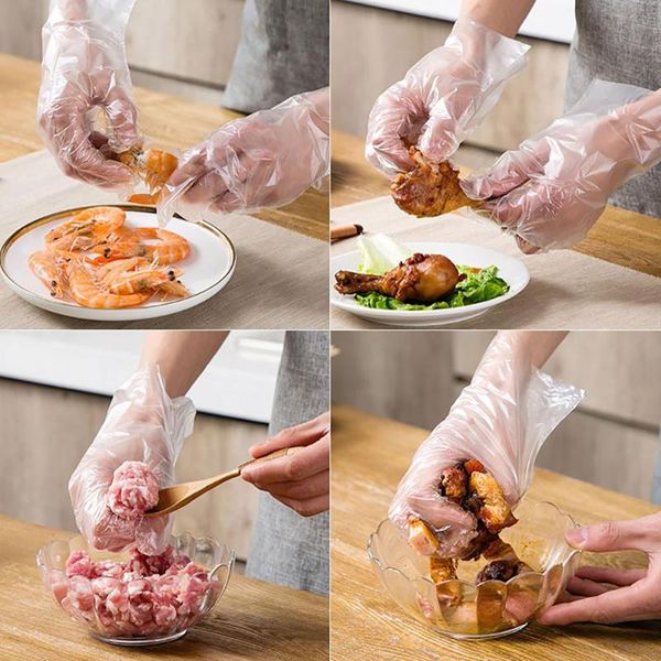 

disposable gloves 300pcs thicken grade baking plastic pe film transparent catering kitchen housework tools