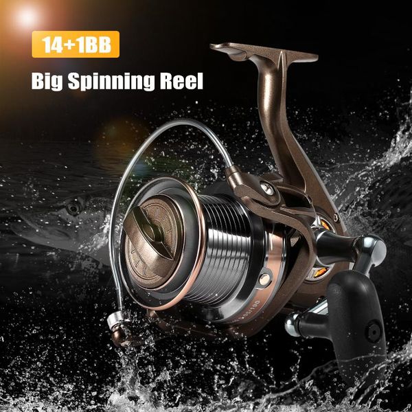 

spainning reel 14+1bb spinning 4.0:1 speed ratio big trolling fishing reels with interchangeable collapsible baitcasting