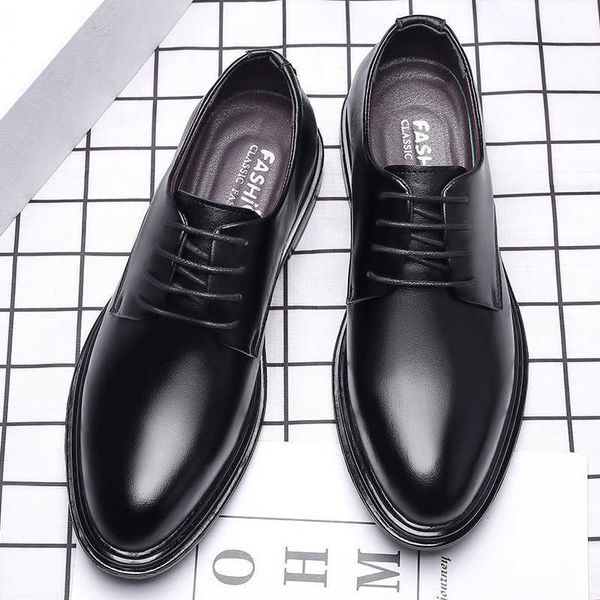 

formal 2021 new business leisure british autumn black leather men's shoes