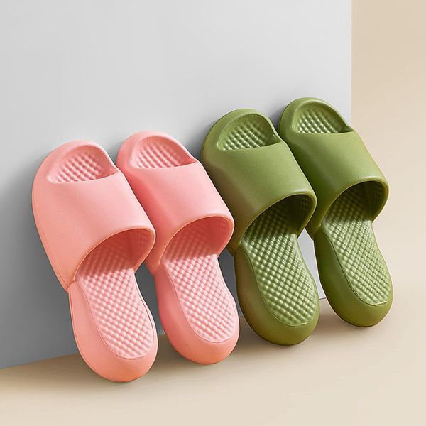 

slippers home soft ladies/men's thick bottom slipper women indoor bathroom anti-slip floor slides deodorant silent, Black
