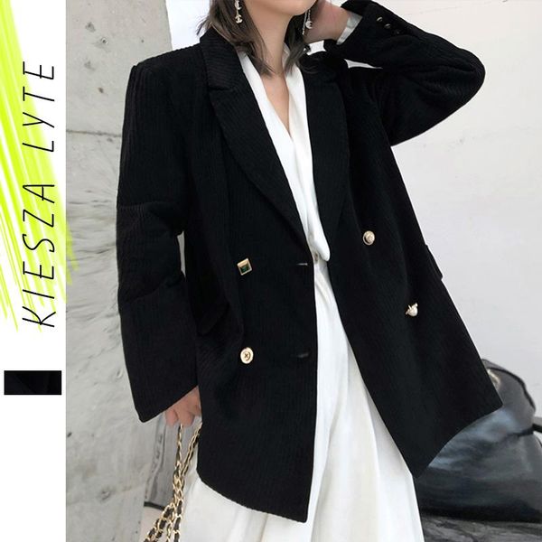 

elegant black blazer women 2021 thickened loose all match stylish office lady corduroy suit jacket casual blazers women's suits &, White;black