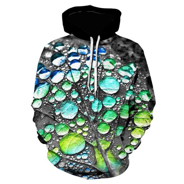 

mens sweater 2021 autumn winter new water drop 3d digital printing hoodie casual men's large harajuku sweater sweatshirt, Black
