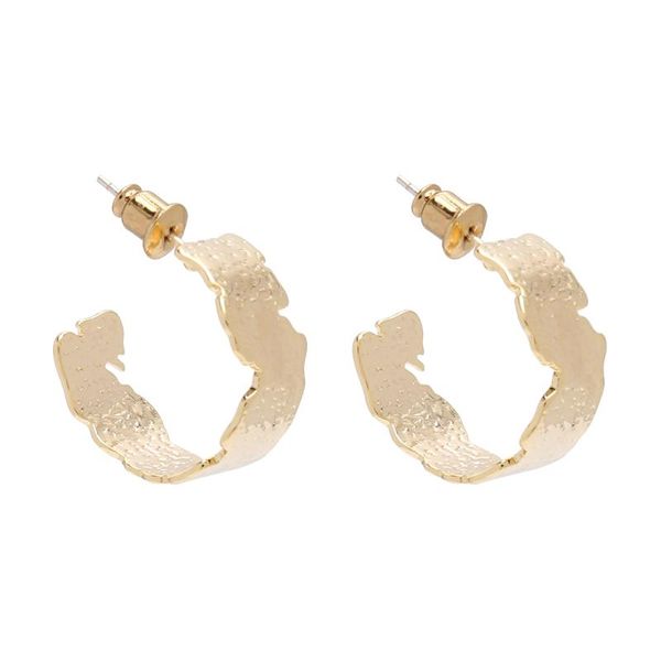 

ladies gold earrings design with irregular flat shape earring alloy material silver needle hypoallergenic gifts stud, Golden;silver