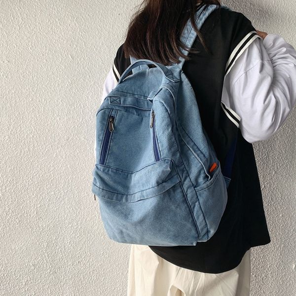 

women's bag denim backpack net red fashion college style schoolbag fashion