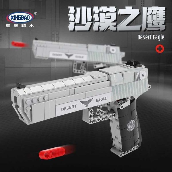 

xingbao 24004 desert eagle battlefield fire line can launch children's puzzle assembled small particle building block toy gun