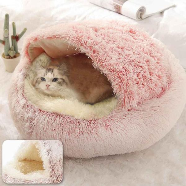 

cat beds & furniture style pet dog bed round plush warm house soft long for small dogs cats nest 2 in 1