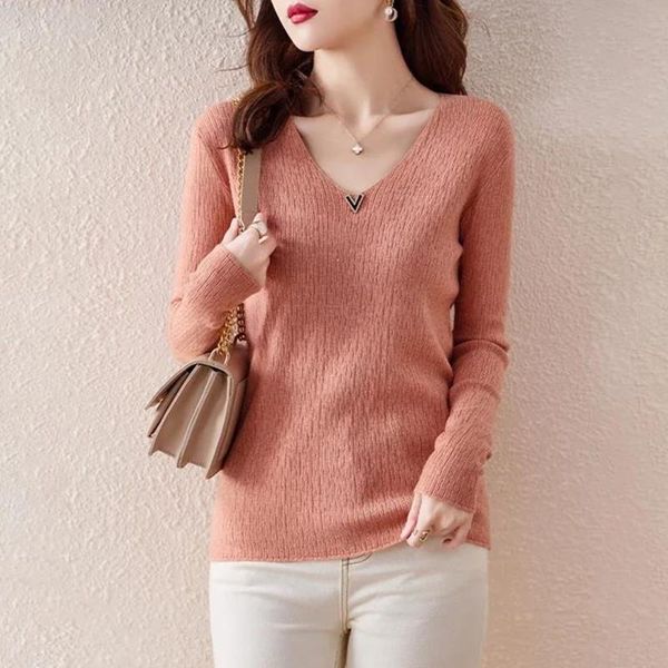 

women's sweaters casual 2021 arrival v-neck soft autumn winter basic women knitted pullover sweater shirts office lady work, White;black