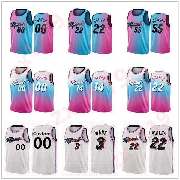

men jimmy butler bam adebayo basketball jersey tyler herro duncan robinson 2021 swingman city uniform, Black;red
