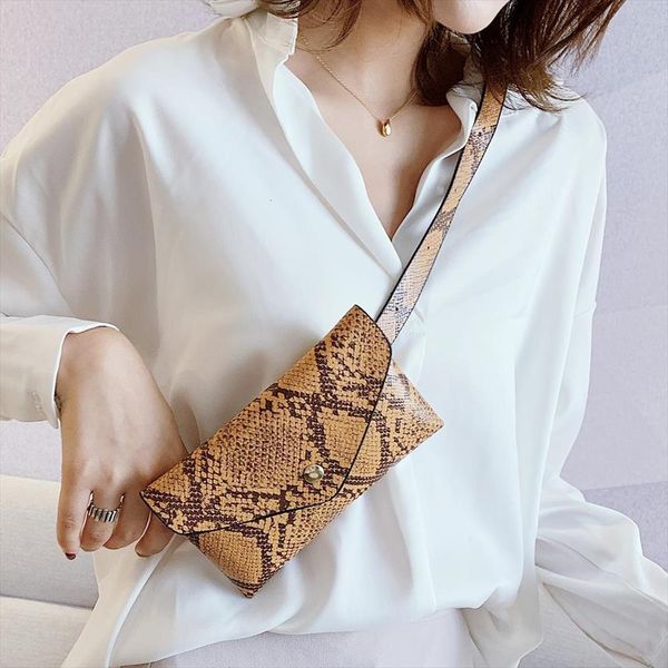 

pu leather women waist fanny bags belt packs snake print crossbody chest
