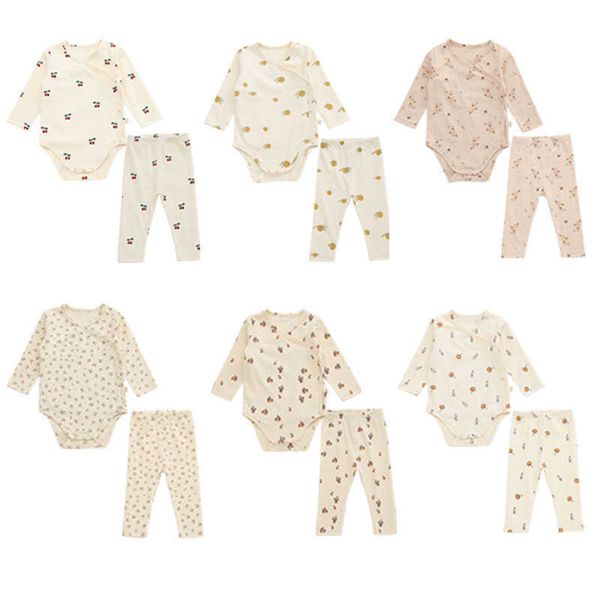 

0-24m newborn kid baby boy girl clothes autumn winter long sleeve bodysuit romper and pant suit print baby 2pcs clothing set g1023, White