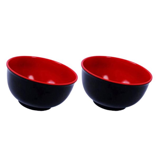 

bowls 2pcs melamine black and red bowl imitation porcelain rice soup tableware for restaurant home (4.5inch)
