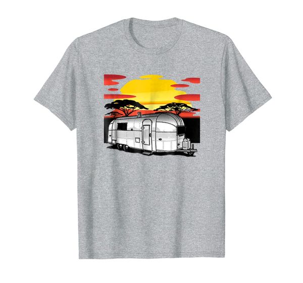 

great retro airstream camping trailer t-shirt, White;black