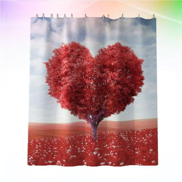 

red heart tree printed curtain home decor waterproof bathroom shower curtains for
