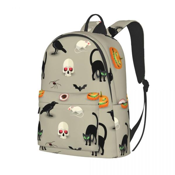 

backpack school bookbag traditional skull cat raven teenger girl bag bagpack