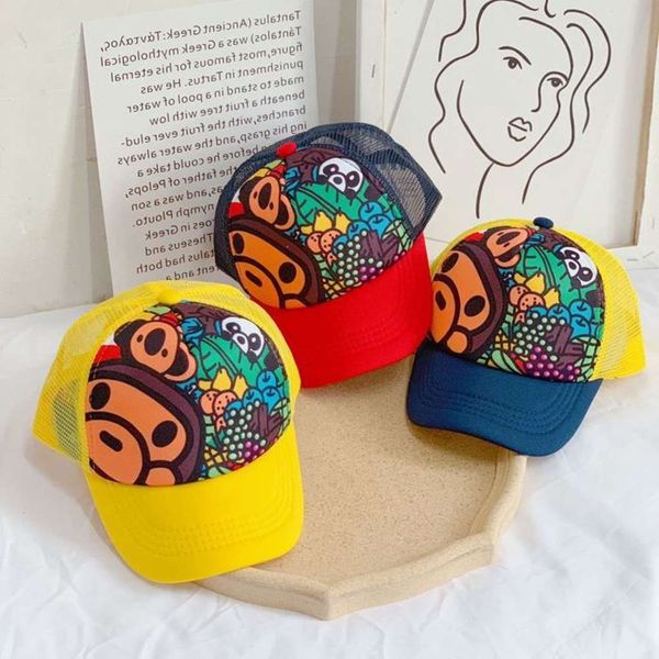 

fashion boys and girls' ape baseball children's sun mesh duck tongue hat, Yellow