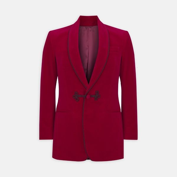 

men's suits & blazers fantasy homme most recent design single male suit winter jacket red velvet groom dress wedding party 1 922q, White;black
