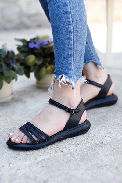 

sandals women orthopedic leather, Black