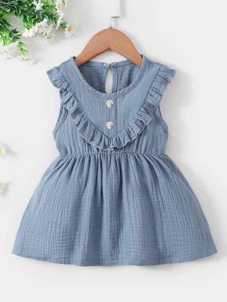 

baby ruffle trim textured dress she, Red;yellow