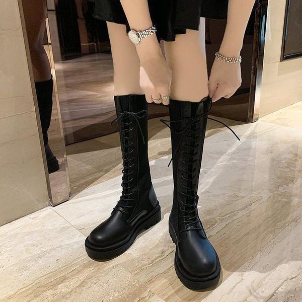 

boots women's 2021 winter thick soled knight motorcycle thin short, Black