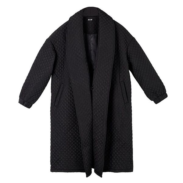 

women's jackets lanmrem 2021 autumn and winter scarf collar full sleeveless plaided covered button wide big size windbreaker wl03601, Black;brown