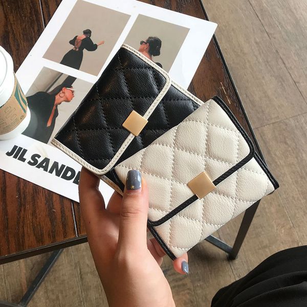 

wallet leather pocket women's short soft niche design, Red;black