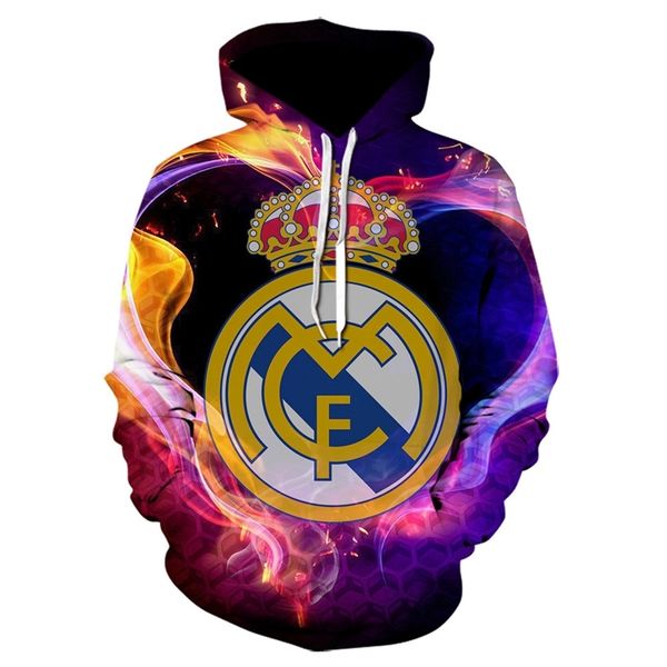 

football league 3d digital printing hoodie men's hooded sweater, Black