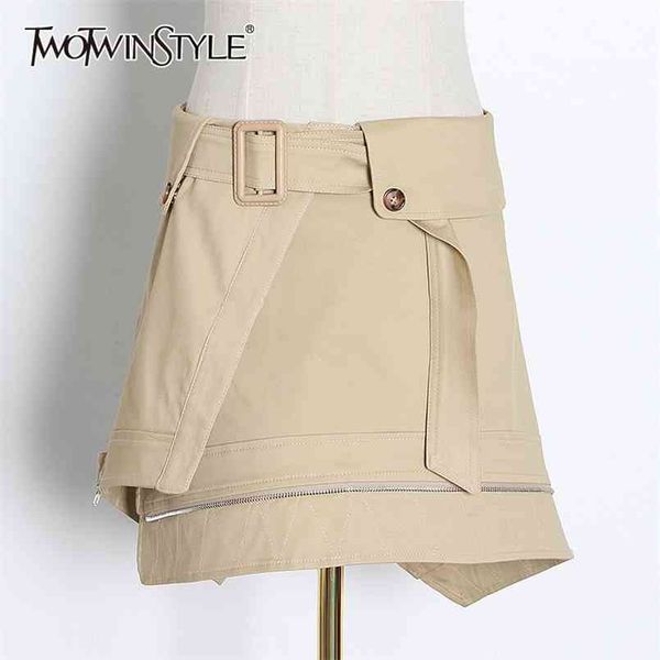 

casual asymmetrical skirts female high waist with sashes ruched irregular england style mini skirt women fashion 210521, Black