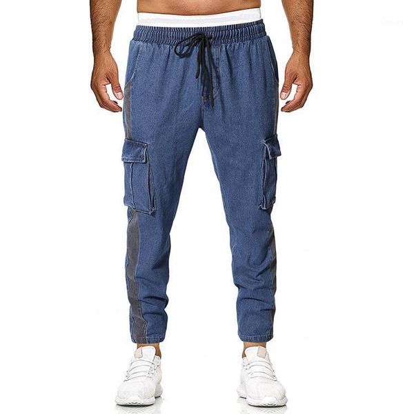 

men's pants autumn jeans loose fattening and elastic large size straight, Black