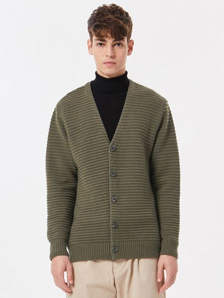 

men button through rib knit cardigan z78y#, White;black
