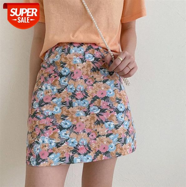 

[ou fan] 7181 retro hong kong-flavored floral skirt, high waist bag hip thin a-line skirt #ob8x, Black;gray