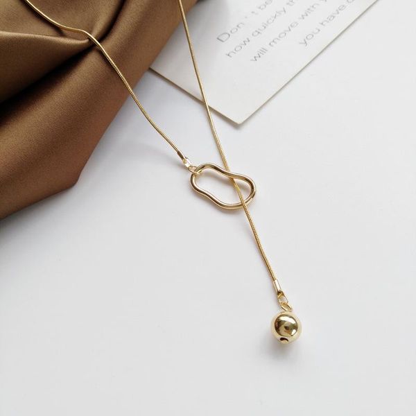 

korea dongdaemun irregular geometry necklace simple metal quality neck chain summer clavicle female 1570 chains, Silver