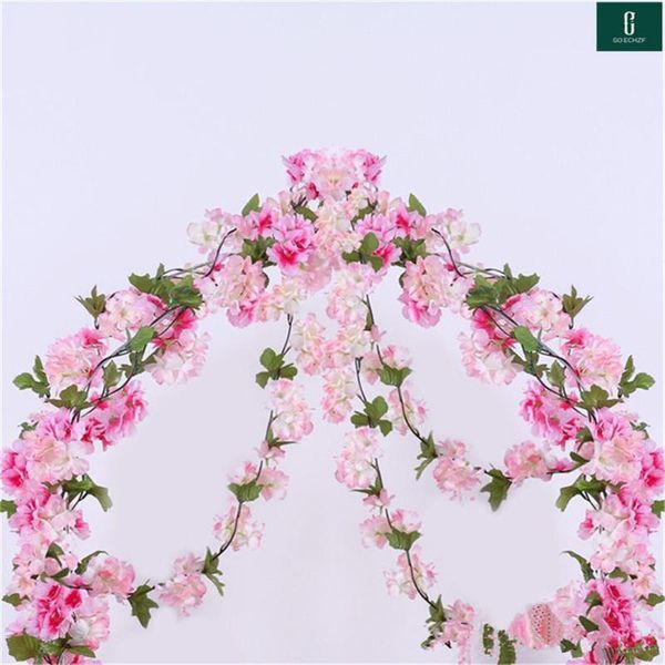 

decorative flowers & wreaths 200cm sakura cherry rattan wedding arch decoration vine artificial home party decor silk ivy wall hanging garla