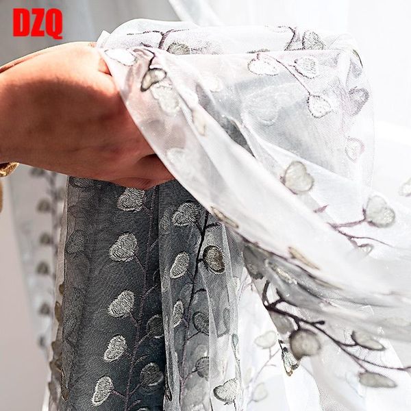 

curtain & drapes chinese style modern minimalist nordic dark gray for living room and bedroom with leaf embroidery custom