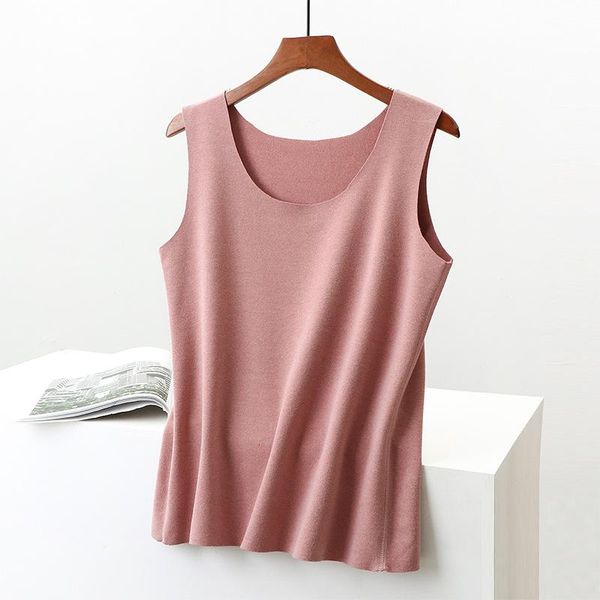 

women's tanks & camis women seamless vest round neck high elastic warm velvet sleeveless casual tank shirts solid plus size xxl, White