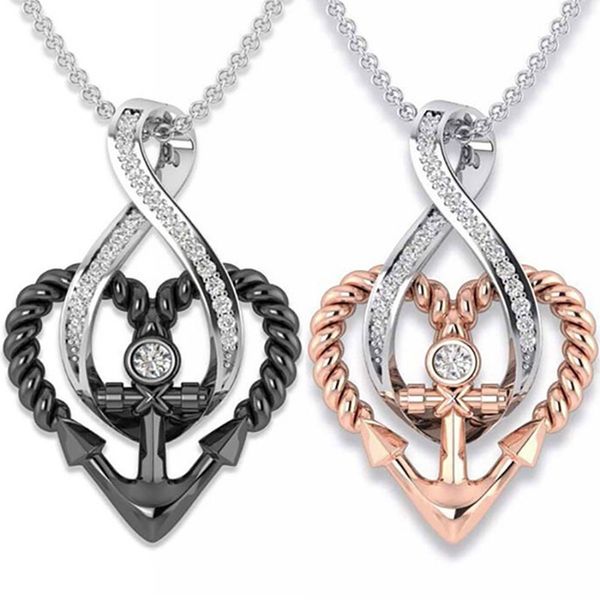 

infinite heart necklaces for women girls mediterranean sea ship anchor pendants necklace fashion jewelry party gifts, Silver